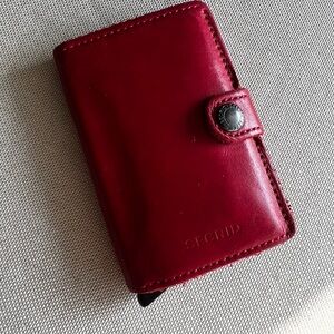 Secrid Red Mini Wallet RFID Pop-Up Card Holder Leather